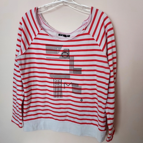 Volcom Red & White striped sweatshirt - Large / 14 - Picture 1 of 7